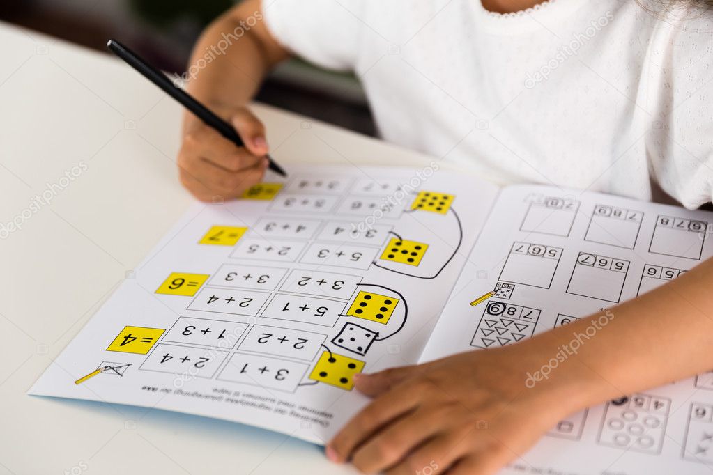Girl doing math exercise